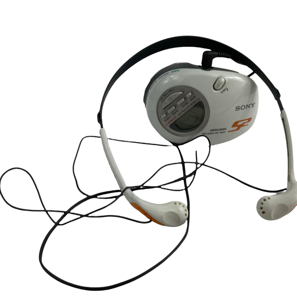 Vintage Sony S2 Mega Base W/armband Portable AM/FM Radio SRF-M85V W/headphones!
